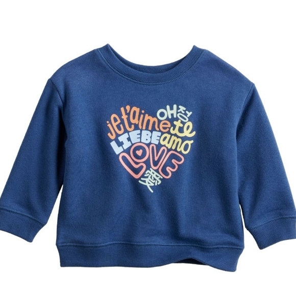 jumping beans Other - Kohl's Love Te Amo Liebe Jetaime Sweatshirt Baby 18 Months M So Soft Blue NEW